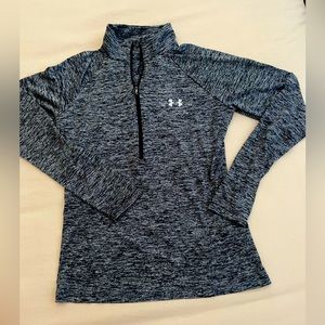 Under Armour half zip work out top, black/white. Size M